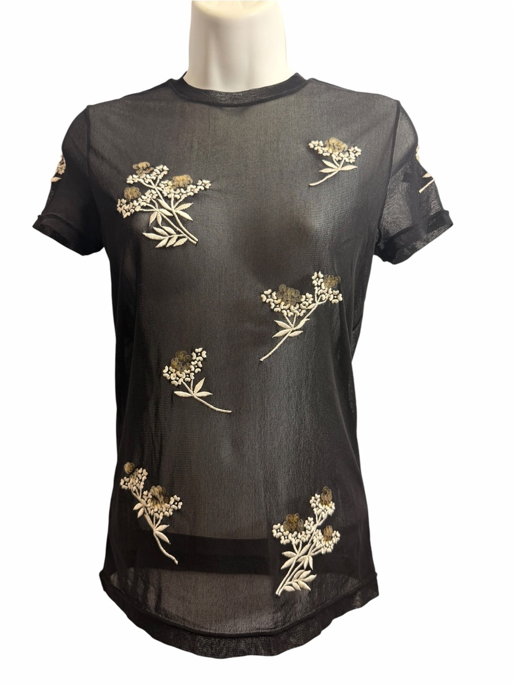 Vivienne Tam Mesh Floral Embroidered Sequin Top Size 1 / Small